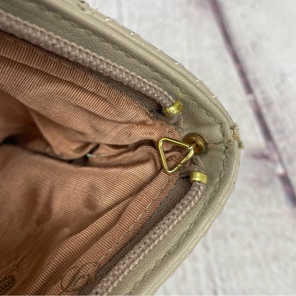 Whiting And Davis Mesh Chainmail Clutch Crossbody Taupe Tan - Picture 4 of 14